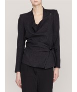 Helmut Lang Cashmere Wrap Leather Belted Jacket Charcoal 4 - $273.52 CAD