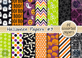 Halloween Digital Paper Pack - Spooky Patterns in High-Res JPEG -3 - £1.20 GBP
