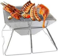 Stainless Steel Folding Campfire Bbq Charcoal Grill, Lightweight, Camping - £34.35 GBP