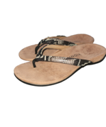Vionic Dillon Shine Sandals 9 Black Snakeskin Thong Flip Flop Arch Support - €21,24 EUR