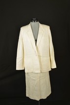 Vintage 1980s Cream Colored Liz Claiborne Summer Skirt Suit Outfit, Size 8 - £51.95 GBP