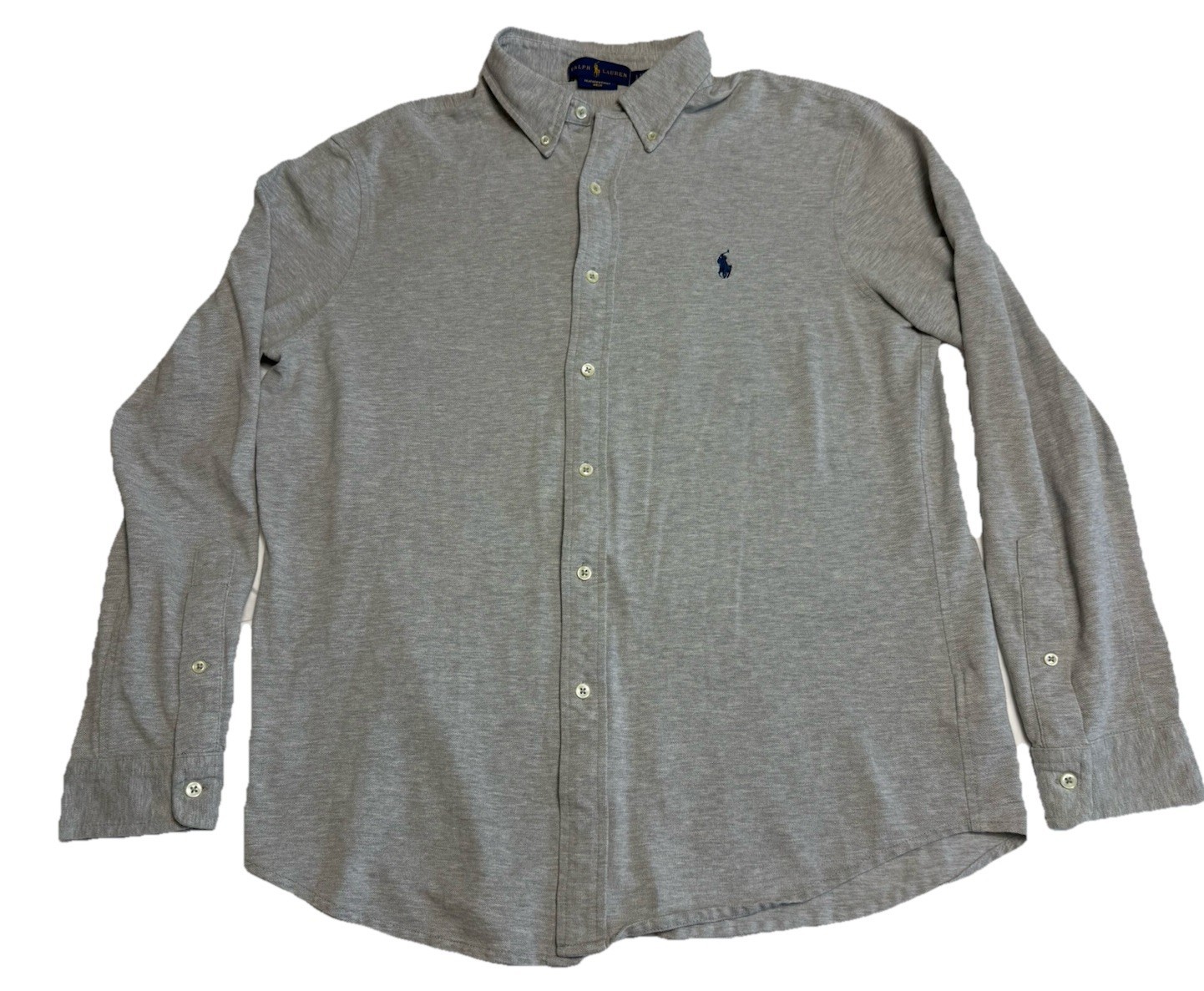 Ralph Lauren Mens Shirt Large Grey Featherweight Mesh Pony Lightweight B... - £21.59 GBP
