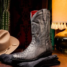 KANSAS Genuine Snake Skin Cowboy Boot from the Western Collection White image 9
