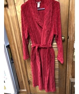 Kim Rogers Intimates Plush Robe Housecoat Red Size Large Fluffy Cozy Com... - £23.59 GBP