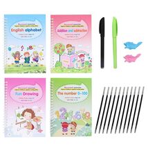 4 Reusable Grooved Writing Books for Kids Educational Magic Copy Books W... - $12.48