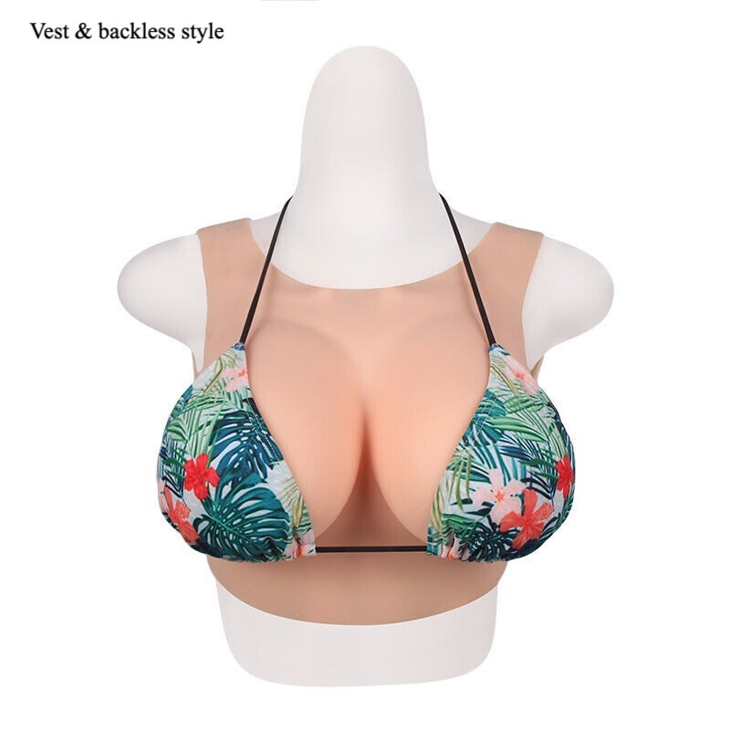 Cotton Filled BACKLESS Vest Style silicone fake boobs breastplate drag queen