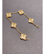 Four Leaf Clover Bracelet, VCA Bracelet, 14K Yellow Gold Plated, Double ... - $100.00