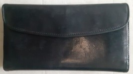 Vintage Coach Wallet Black Leather Long Bifold Checkbook Minimalist Elegant 7.5&quot; - $69.29