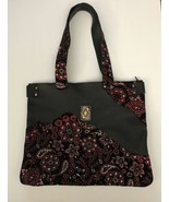 Leather Tote Handbag Purse Beautiful Handmade Soft Black print EUC - £34.91 GBP