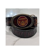 Vintage Honda Gold Wing Brown Leather Belt with Honda GL1500 Buckle - $28.99