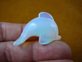 (Y-DOL-SW-554) WHITE ALBINO DOLPHIN GEMSTONE carving PORPOISE FIGURINE d... - £10.99 GBP