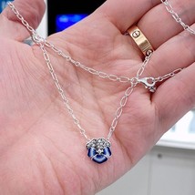 2022 Spring Release 925 Sterling Silver Blue Pansy Flower Pendant Necklace  50CM - $27.80