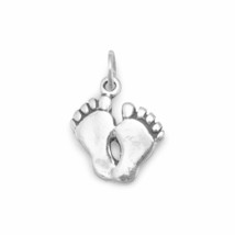 Baby Feet Foot Print 925 Solid Sterling Silver Charm Or Pendant Gifts 14x20mm - £31.33 GBP
