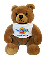 Hard Rock Café MYRTLE BEACH Teddy Bear 9&quot; Removable T shirt 1999 Brown Vtg Plush - £17.98 GBP