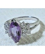 Costume Fashion Jewelry  Womens size 8 Ring amethyst purple cubic zirconia - £7.55 GBP