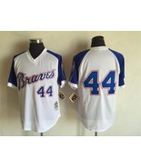 Braves #44 Hank Aaron Jersey Old Style Uniform White Raglan - £35.66 GBP
