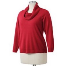 Croft &amp; Barrow Womens Red Chili Solid Cowl Neck Sweater S Small - $19.98
