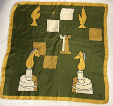 Symphony Square Scarf Gold and Green Chess Pattern 18.5 x 19 Square - £9.46 GBP