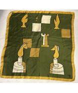 Symphony Square Scarf Gold and Green Chess Pattern 18.5 x 19 Square - £9.34 GBP