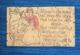 Vtg Sex Humor Leather Postcard Man Poem Man to Wife Making Love 688A - £3.91 GBP