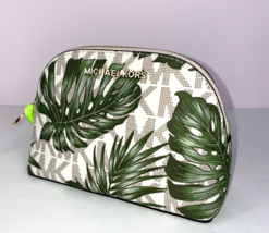 Michael Kors Cosmetic Bag Palm Leaves Vanilla Logo Coated Canvas M2 - £55.68 GBP