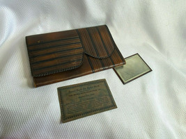 Rare Vtg Art Deco Bosca Leather Suede Steerhide Purse Brown W/ Mirror Handbag - £71.88 GBP