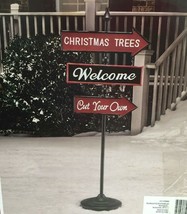 Holiday Time 36&quot; Metal Welcome Sign Pole Christmas Trees Cut Your Own Red Black - £23.97 GBP
