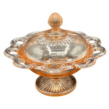 Vtg OLD COLONY Depression Glass Lace edge open lace pink footed bowl wit... - $28.49