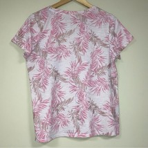 Pink Palm T-Shirt Women’s Large Everyday Classic Top Summer Loose Flowy Blouse - £18.68 GBP