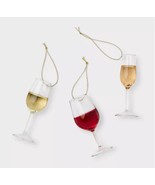 NWT WONDERSHOP 2024 3 piece Wine Glass Xmas Tree Ornament Set - $349.03 MXN