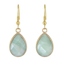 Stunning Light Green Amazonite Dewdrops Gold-Plated Silver Dangle Earrings - £13.48 GBP