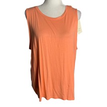 A New Day Stretch Knit Tank Top 1XL Peach Orange Sleeveless Round Neck A... - $11.30