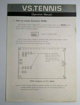 VS Tennis Nintendo Original Operational Arcade Manual Video Game System ... - £12.42 GBP
