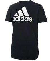 Adidas Big Boys Logo-Print Crew Neck T-Shirt, Black, Size Large(14/16), 9869-1 - £6.45 GBP