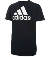 Adidas Big Boys Logo-Print Crew Neck T-Shirt, Black, Size Large(14/16), ... - £6.41 GBP