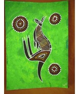 AUS-7 Kangaroo green Australian Native Aboriginal PAINTING dot Artwork T... - $99.60 CAD