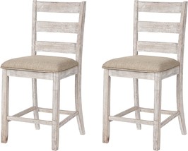 Skempton 24&quot; Counter Height Upholstered Barstool, Set Of 2, Antique White, By - £162.67 GBP