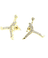 NEW MICHAEL JORDAN GOLD - PLATED PAIR STUD EARRINGS CLEAR JUMPMAN JUMP MAN - $295.51 MXN