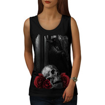 Skull Rose Raven Art Tee War Flower Women Tank Top - £10.38 GBP