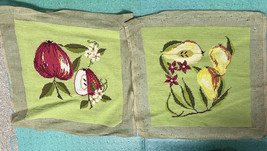 Pair Vintage Finished Needlework Fruit Tapestry Seat Chair Cover- Pillow 18&quot; - £31.61 GBP
