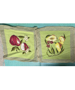 Pair Vintage Finished Needlework Fruit Tapestry Seat Chair Cover- Pillow... - £31.11 GBP