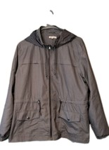  Maurices Rain Coat  Zip Up Hooded Windbreaker Size XLarge Gray Polka Dot - €18,10 EUR