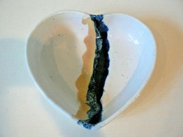 Heart Shaped Stoneware Pottery Hand Crafted Bowl Dish Made&amp; Sold Brookwo... - $11.87
