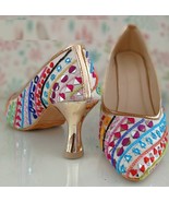 Women Girls ethnic fashion phulkari Pump Stiletto Heel footwear US Size ... - $36.17