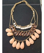 Avon Glimmer Drops Necklace Peach And White Signed NWT Vintage  22&quot; - $28.65 CAD