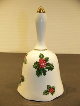 Lefton Holly Leaves Bell Hand Painted China #7944 Japan Christmas Decoration - $17.99