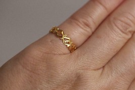 21K Yellow Gold Diamond-shaped pattern Filigree Ring Wedding Band SZ 6.5 -1.7 gr - £168.16 GBP