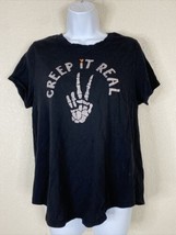Old Navy Womens Size L Black &quot;Creep It Real&quot; Halloween T-shirt Short Sleeve - £6.43 GBP