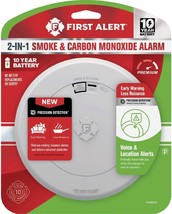 Smoke &amp; CO Alarm 2-in-1 w/Voice &amp; Location Alerts 10Y BAT First Alert SM... - $24.74