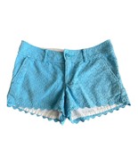 Lilly Pulitzer Shorts Women&#39;s Size 0 Blue Scalloped Hem Eyelet Walsh Ins... - $241.19 MXN